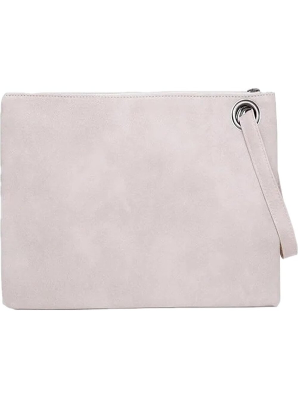 〽️Women's Beige Leather Envelop Wristlet Handbag Foldover Pouch Evening Bag